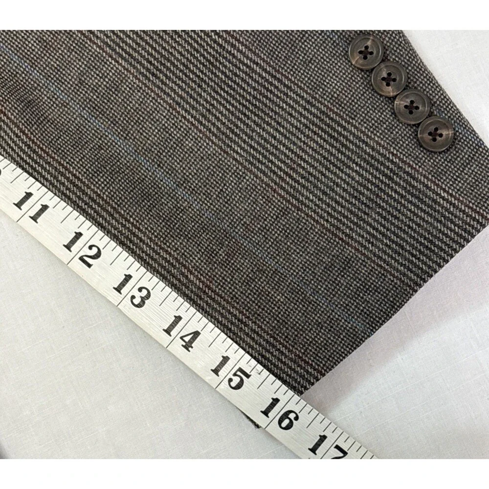 Austin Reed 2 Piece Suit Mens 42R 38x30 Tan Windowpane Houndstooth Check Wool